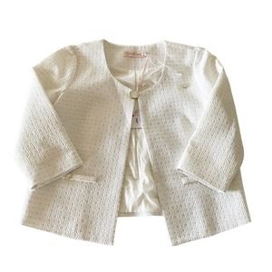 Traffic People Women Size Medium White Quilted Gold Accents Blazer NWT